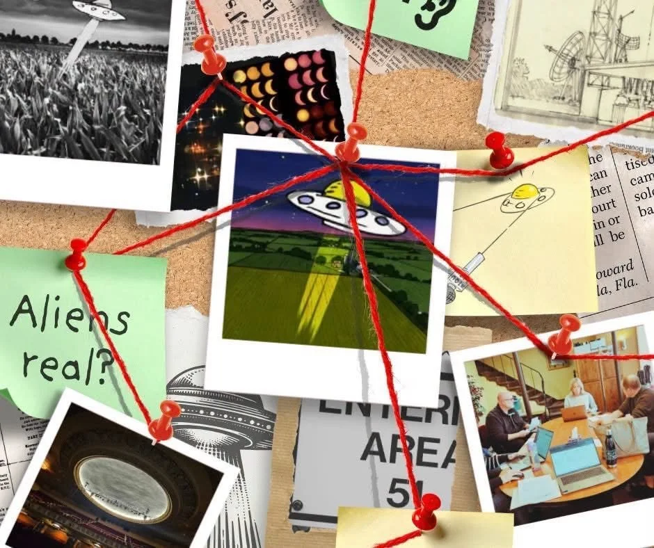 A crazy wall as seen at The Vault of Culture's Narrative String Theory collection